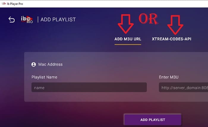 add iptv m3u url or extream code to ibo player pro