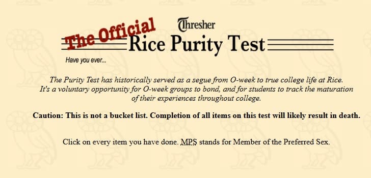 The Rice Purity Test